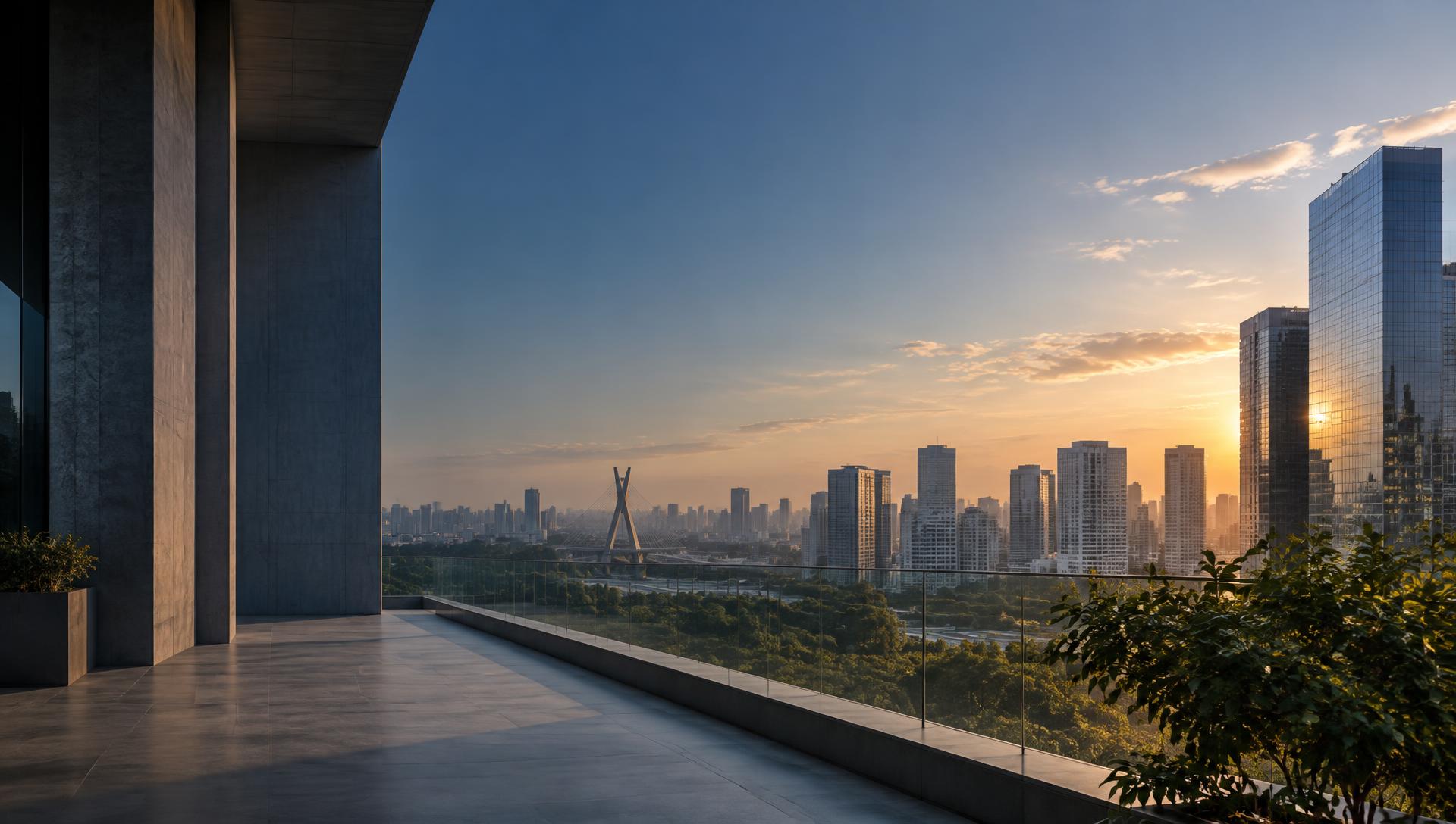 Arquitetura e paisagem urbana de São Paulo ao fim da tarde